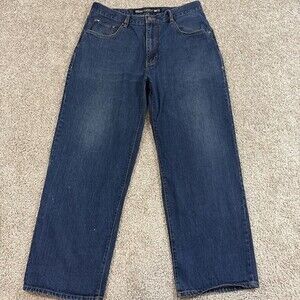 Ecko Unltd Mens 38 Loose Baggy 5 Pocket Jeans Dark Blue Y2K Cotton Denim EUC